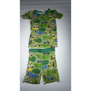 Little Sleepies Golf Pajama Set Green Bamboo Viscose Short Sleeve Shorts 3T